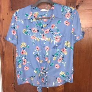 Floral Button-Down Shirt, Pink Rose